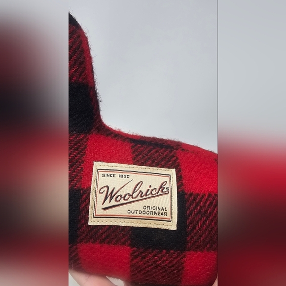 Vintage Woolrich 12" Red/black Plaid Striped Duck Pillow Doorstop EUC - Picture 9 of 11